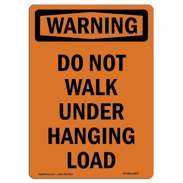 OSHA Sign, Do Not Walk Under Hanging Load, 5in X 3.5in Decal, 10PK, 3.5